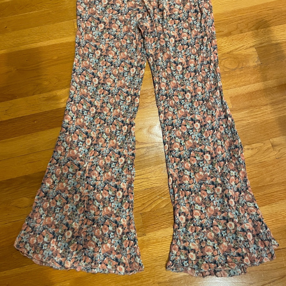 Free People flowered wide legged pants
